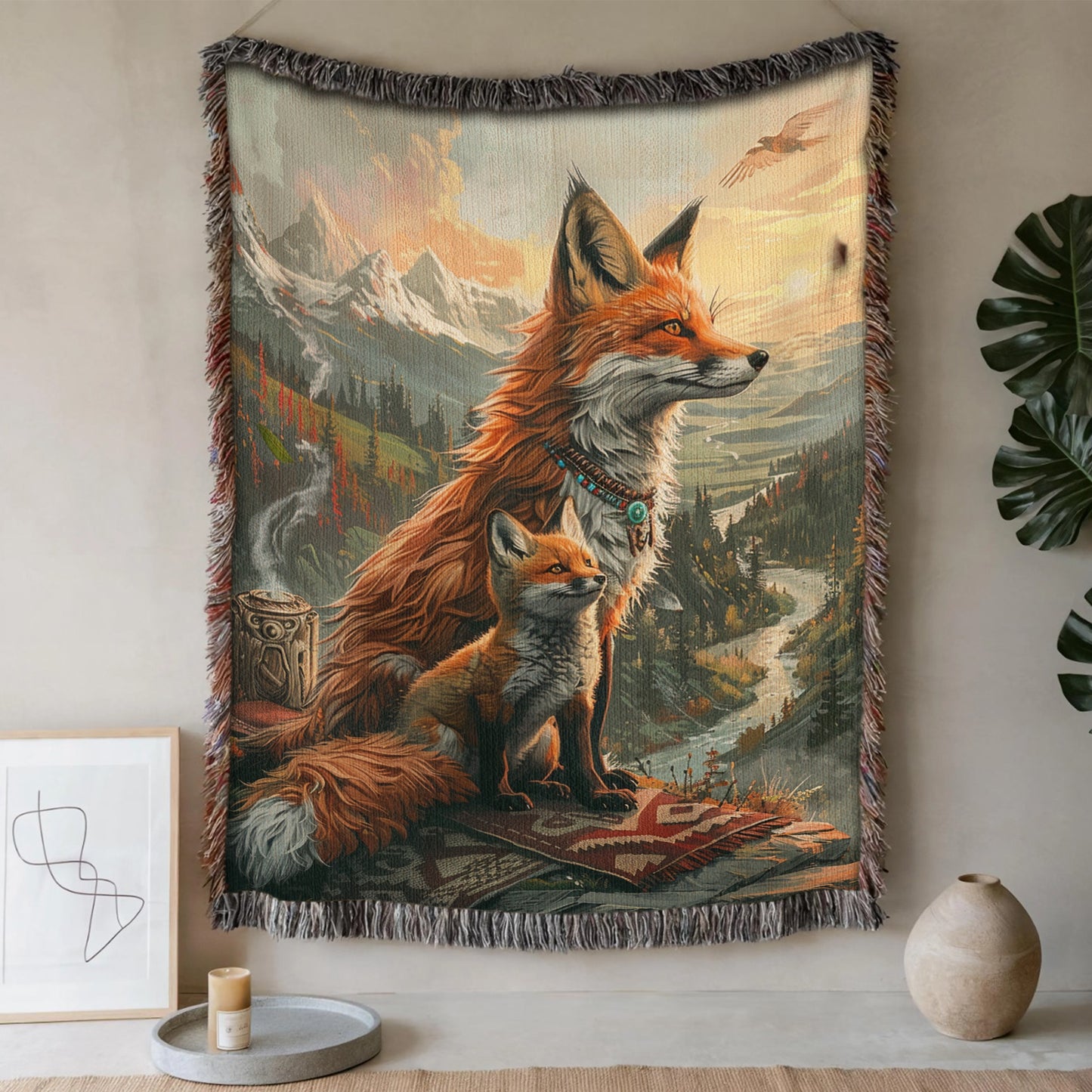Tree of Life Buffalo Woven Blanket