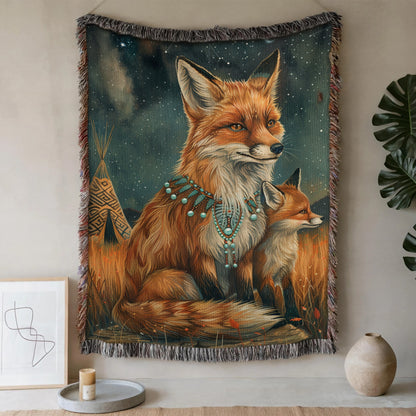 Sunset Fox Lake Woven Blanket