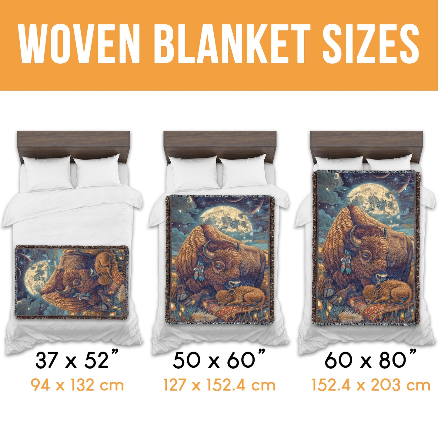 Moonlit Buffalo Woven Blanket