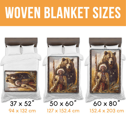 Bear and Native Woven Blanket