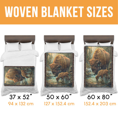 Beaded Buffalo Meadow Woven Blanket