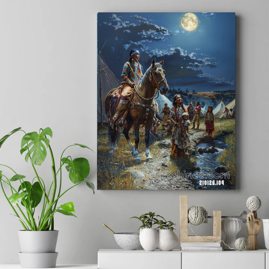 Moonlit Camp by Running Water Canvas