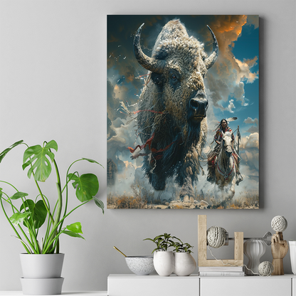 Spirit of the Thundering Bison Horse Native American Canvas