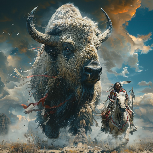 Spirit of the Thundering Bison Horse Native American Canvas
