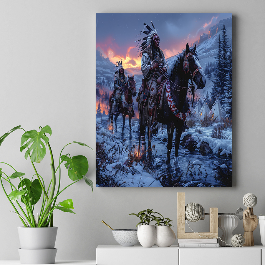 Winter's Breath and Warrior's Path Native American Horse Canvas