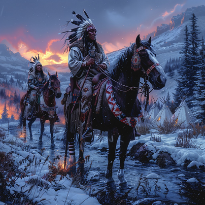 Winter's Breath and Warrior's Path Native American Horse Canvas