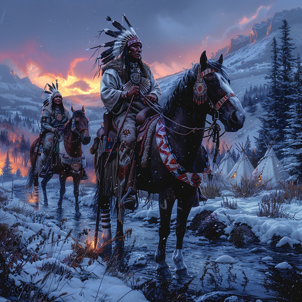 Winter's Breath and Warrior's Path Native American Horse Canvas ...