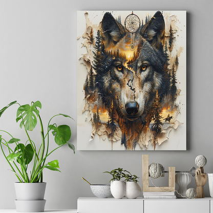 Wolf Whispers in the Wilderness Native American Canvas