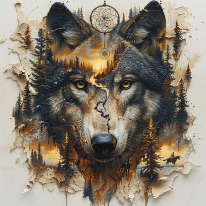 Wolf Whispers in the Wilderness Native American Canvas