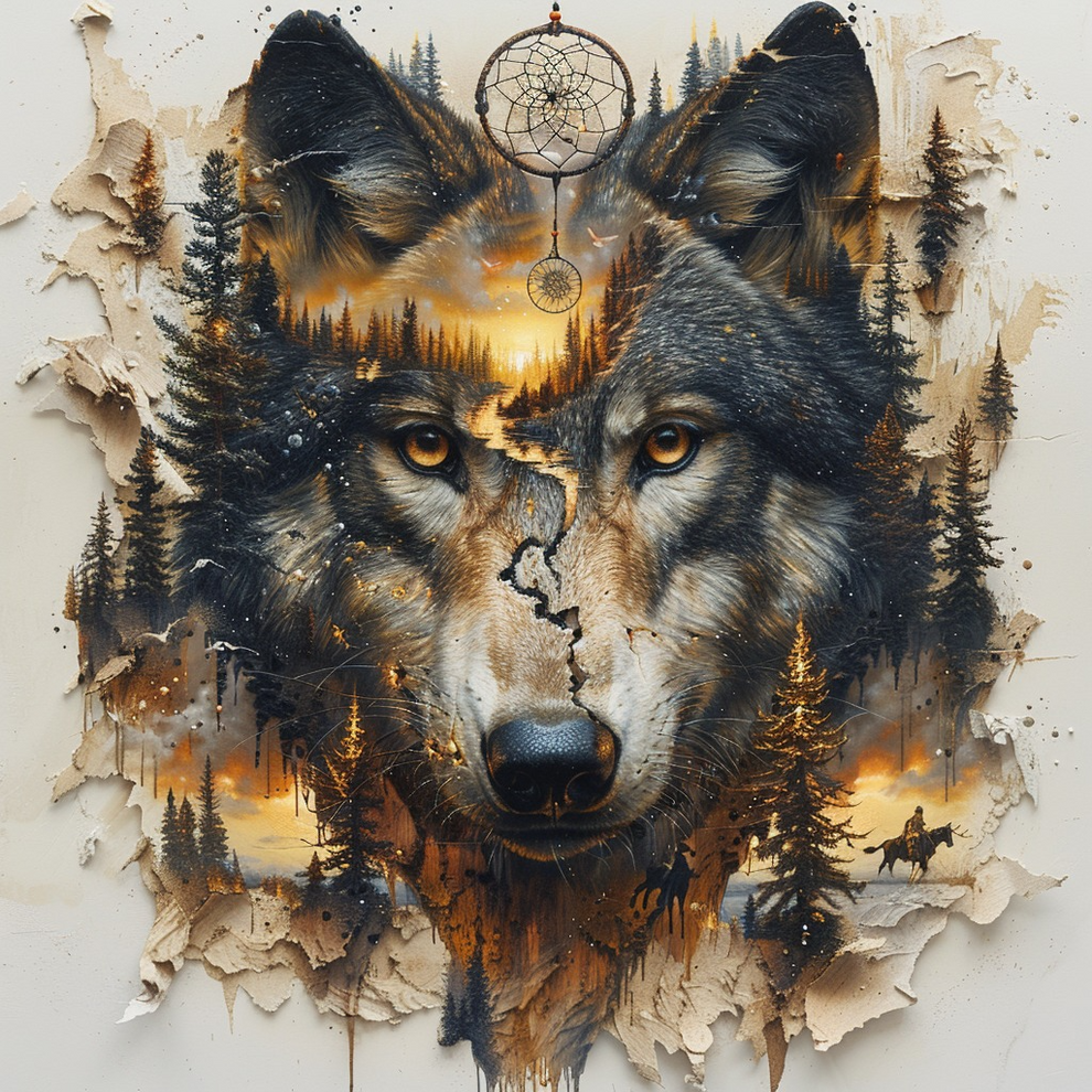 Wolf Whispers in the Wilderness Native American Canvas – NativeShinee