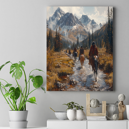 Autumn Trek Amongst the Peaks Native American Horse Canvas