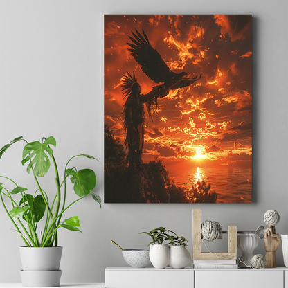 Sunset Soar with the Eagle Native American Canvas