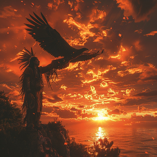 Sunset Soar with the Eagle Native American Canvas
