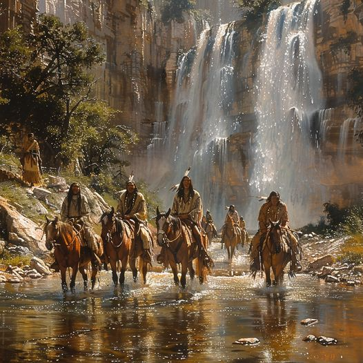 Pathway Through the Sacred Spray Native American Horse Canvas