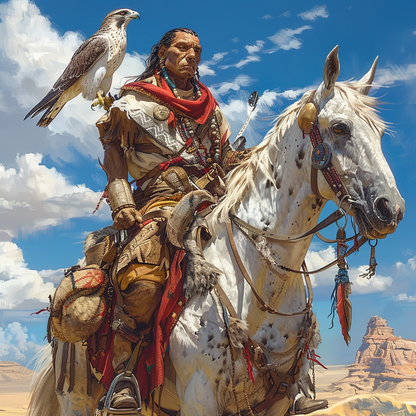 Harmony of Spirit The Warrior and the White Horse Native American Canvas