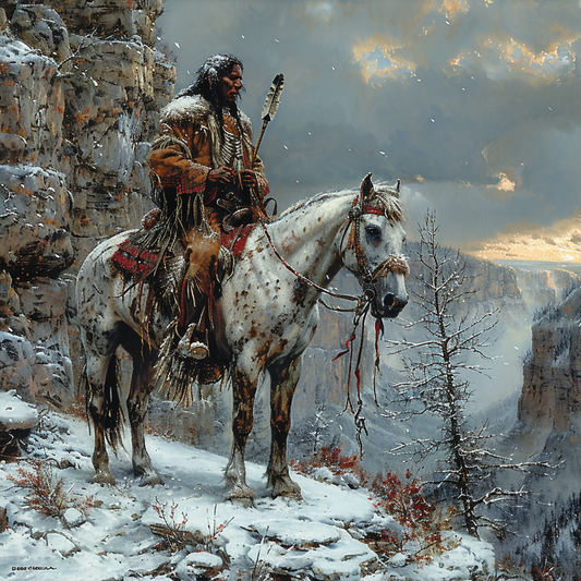 Pathfinder in the Winter Realm Native American Horse Canvas