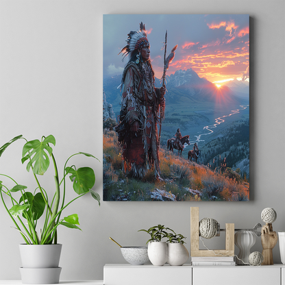 Sunset Prayers on the Peak Native American Horse Canvas