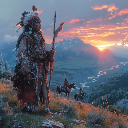 Sunset Prayers on the Peak Native American Horse Canvas