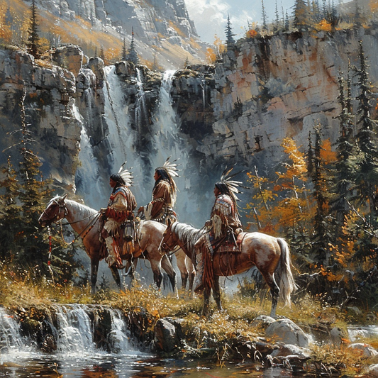 Majesty of the Mountain Falls Native American Horse Canvas