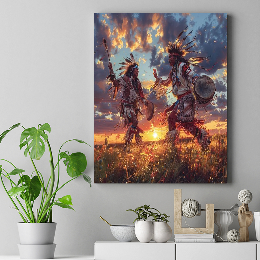 Sunset Rhythms on the Prairie Native American Canvas