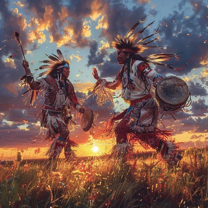 Sunset Rhythms on the Prairie Native American Canvas