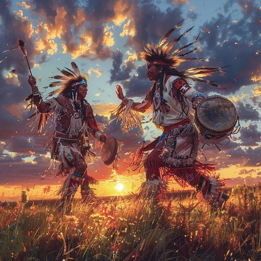 Sunset Rhythms on the Prairie Native American Canvas