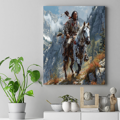 Journey Through the Rugged Terrain Native American Horse Canvas