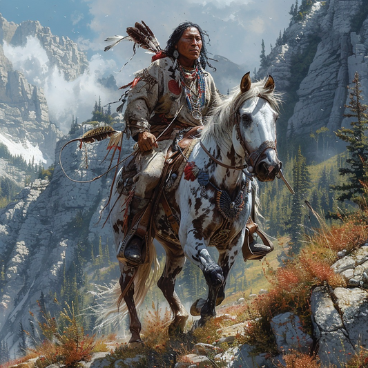 Journey Through the Rugged Terrain Native American Horse Canvas