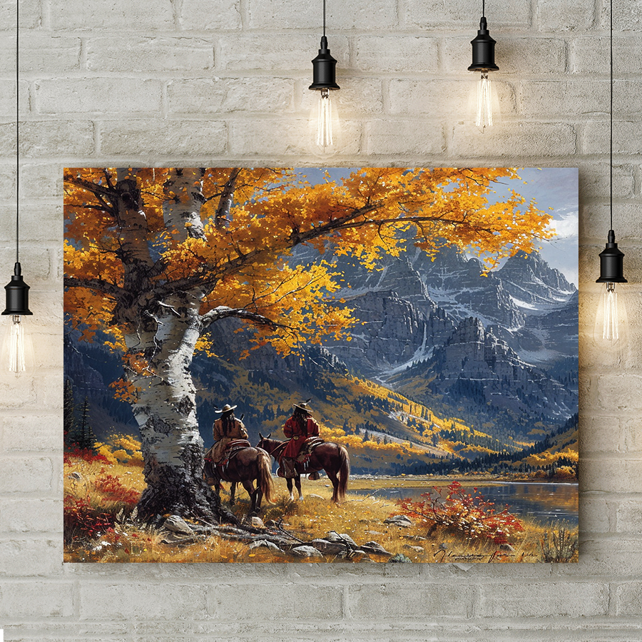 The Beauty of the High Country in Fall Native American Horse Canvas