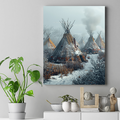 Beneath the Cold Sky Warm Hearts Native American Canvas