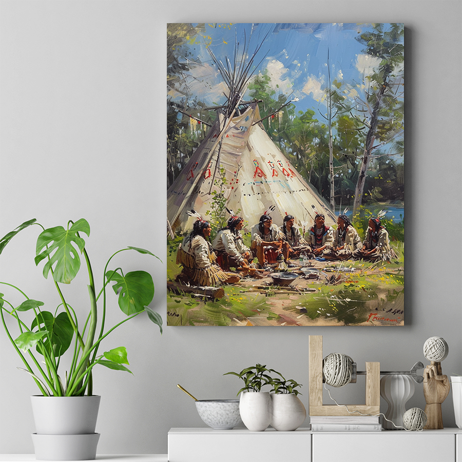 Wisdom Under the Canopy Native American Canvas