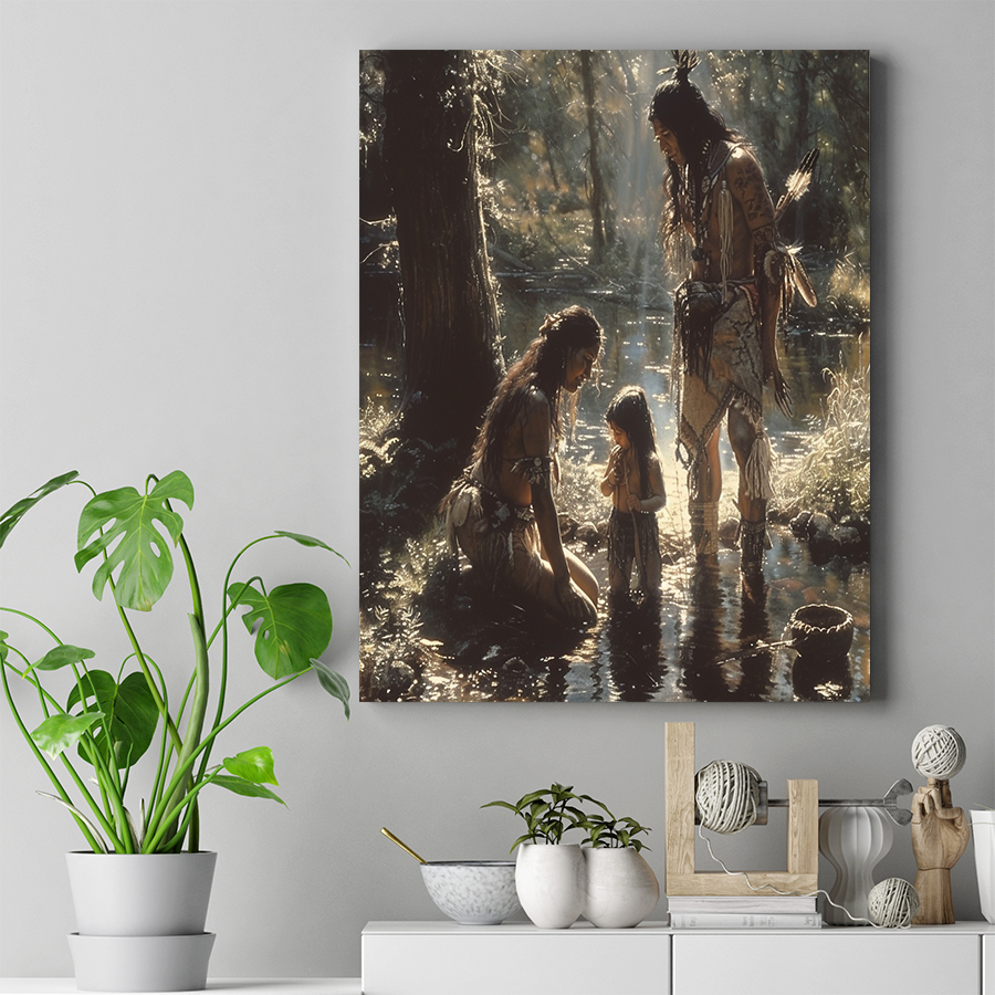 River Reflections Timeless Moment Native American Canvas