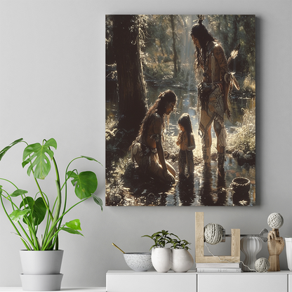 River Reflections Timeless Moment Native American Canvas