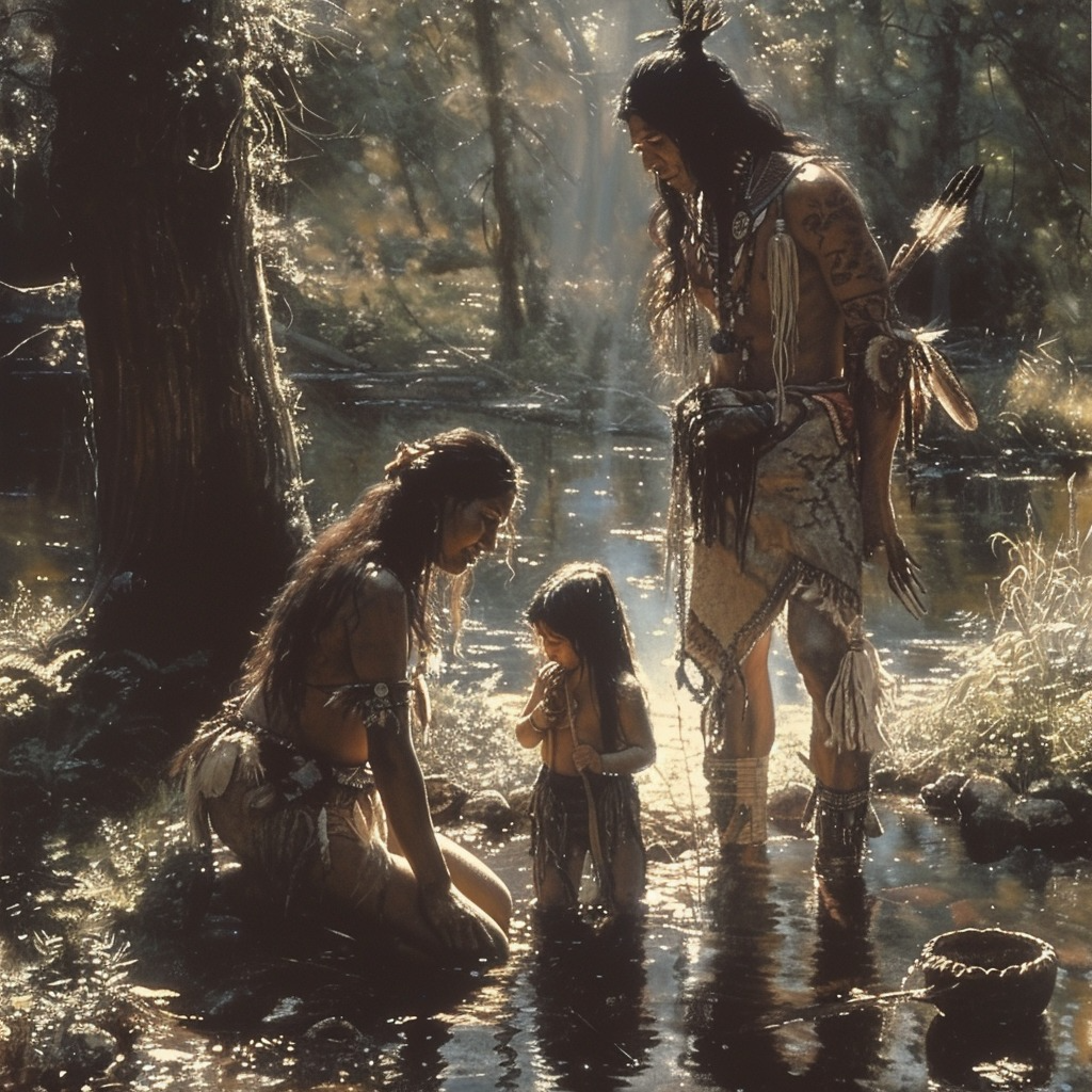 River Reflections Timeless Moment Native American Canvas