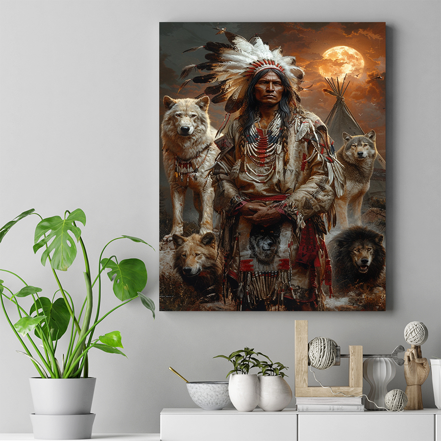 Wolves of the Sacred Night Native American Wolf Canvas