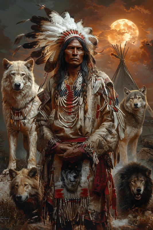 Wolves of the Sacred Night Native American Wolf Canvas