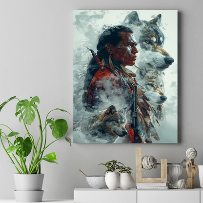 Spirit of the Wolf Pack Native American Canvas