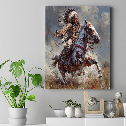 The Warrior's and Horse's Path of Bravery Native American Canvas