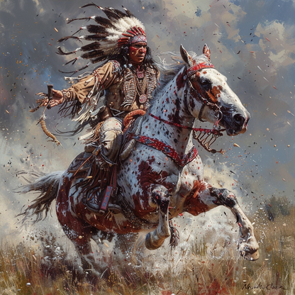 The Warrior's and Horse's Path of Bravery Native American Canvas