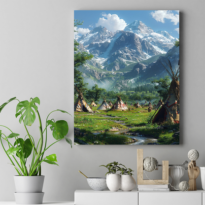 Teepees in the Mountain Embrace Native American Canvas