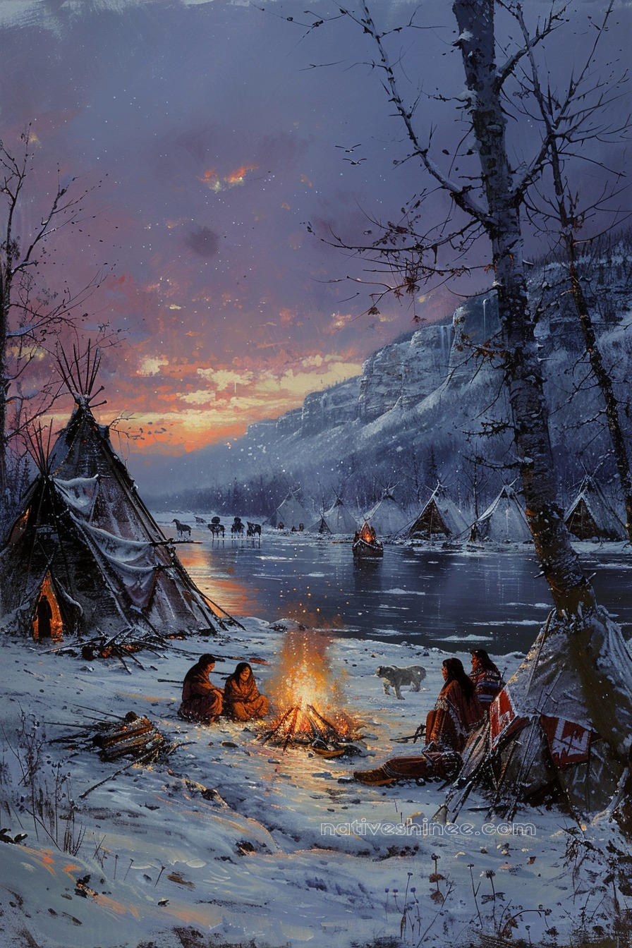 Echoes of Winter Traditions Native American Canvas