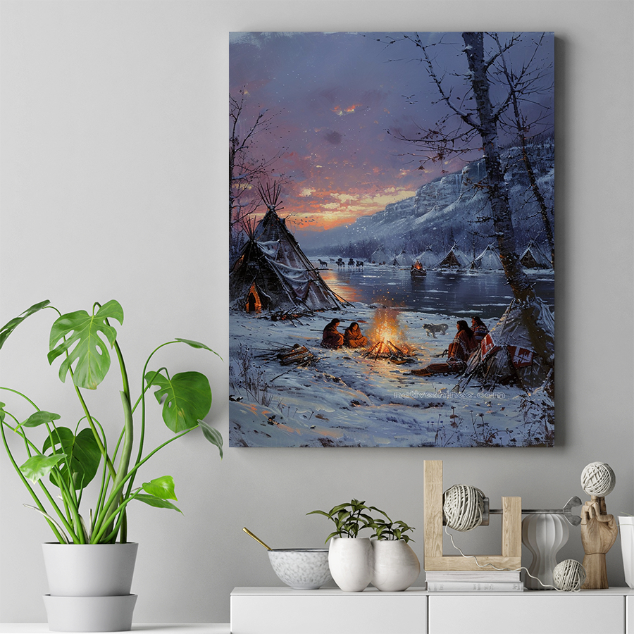 Echoes of Winter Traditions Native American Canvas