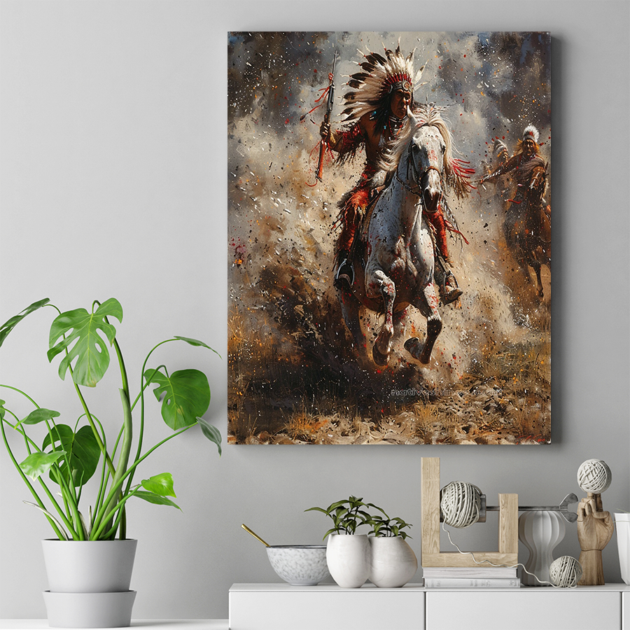 Warrior's Spirit in Battle Native American Horse Canvas