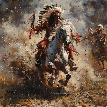 Warrior's Spirit in Battle Native American Horse Canvas