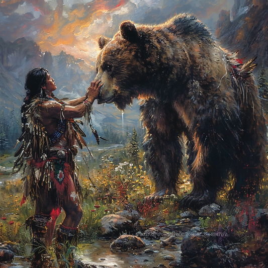 Harmony with the Mighty Bear Native American Canvas