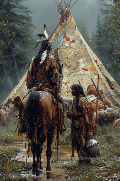 Wisdom Shared Under the Sky Native American Horse Canvas