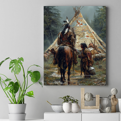 Wisdom Shared Under the Sky Native American Horse Canvas