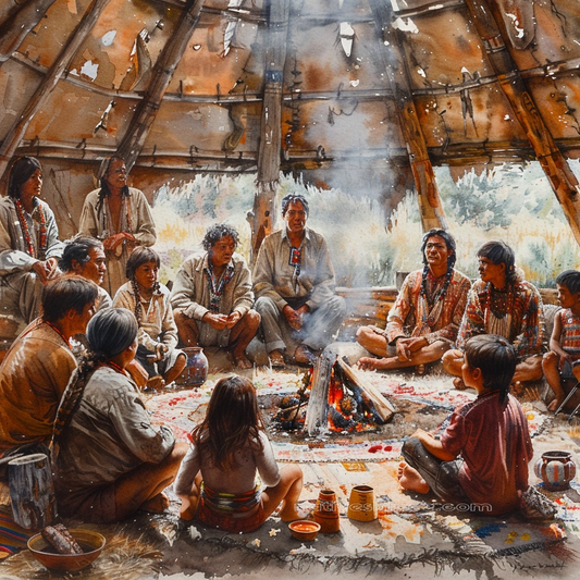 Circle of Family and Wisdom Native American Canvas