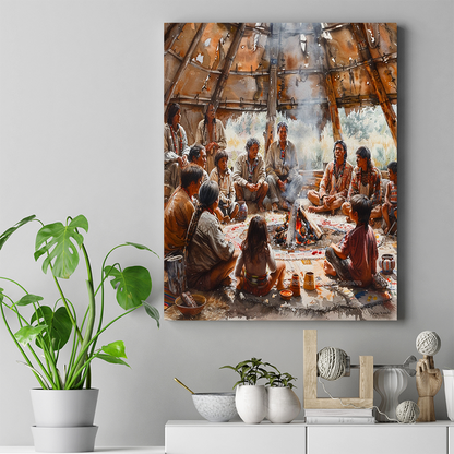 Circle of Family and Wisdom Native American Canvas