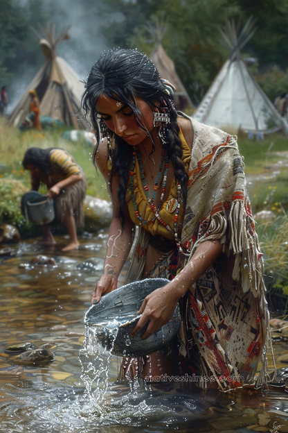 Harmony in the Flowing River Native American Canvas